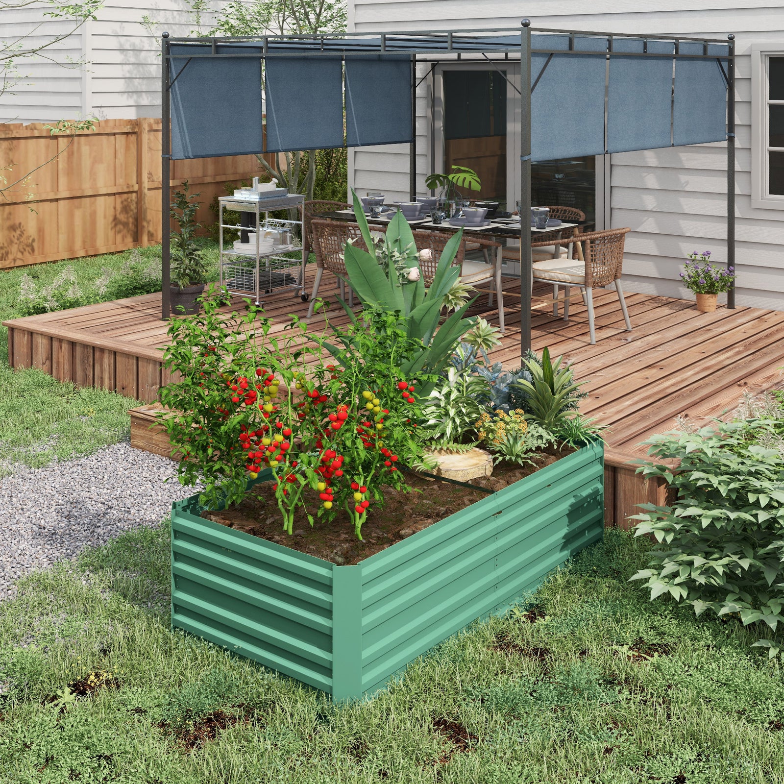 Galvanised Steel Outdoor Raised Bed W/ Reinforced Rod | Green