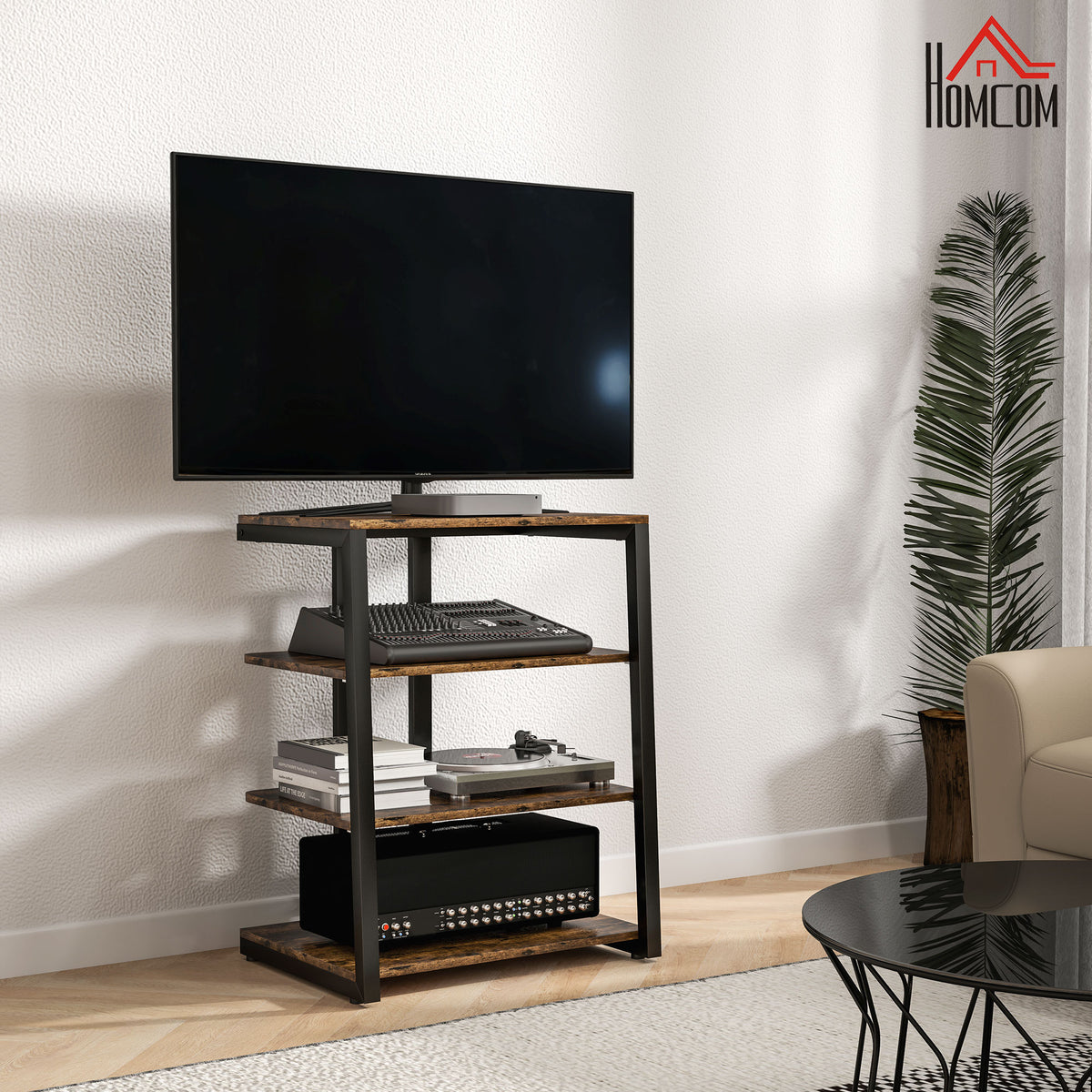 Hifi Rack Stand W/ 4-tier Record Player Stand | Brown