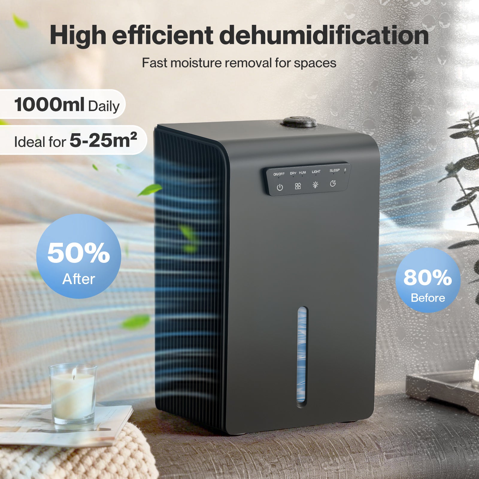 Spector Dehumidifier Humidifier 2 In 1 Portable Electric Led Auto Off Black 3.2l