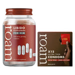Libido For Him & Dark Brown Condom Bundle Performance Boost Energy Pack