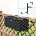 Set Of 2 Hanging Flower Boxes, 50 Cm Long, Rattan Look | Black