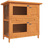 90 X 45 X 90 Cm 2 Tiers Rabbit Hutch Wooden Pet Cage W/ Run Bunny House