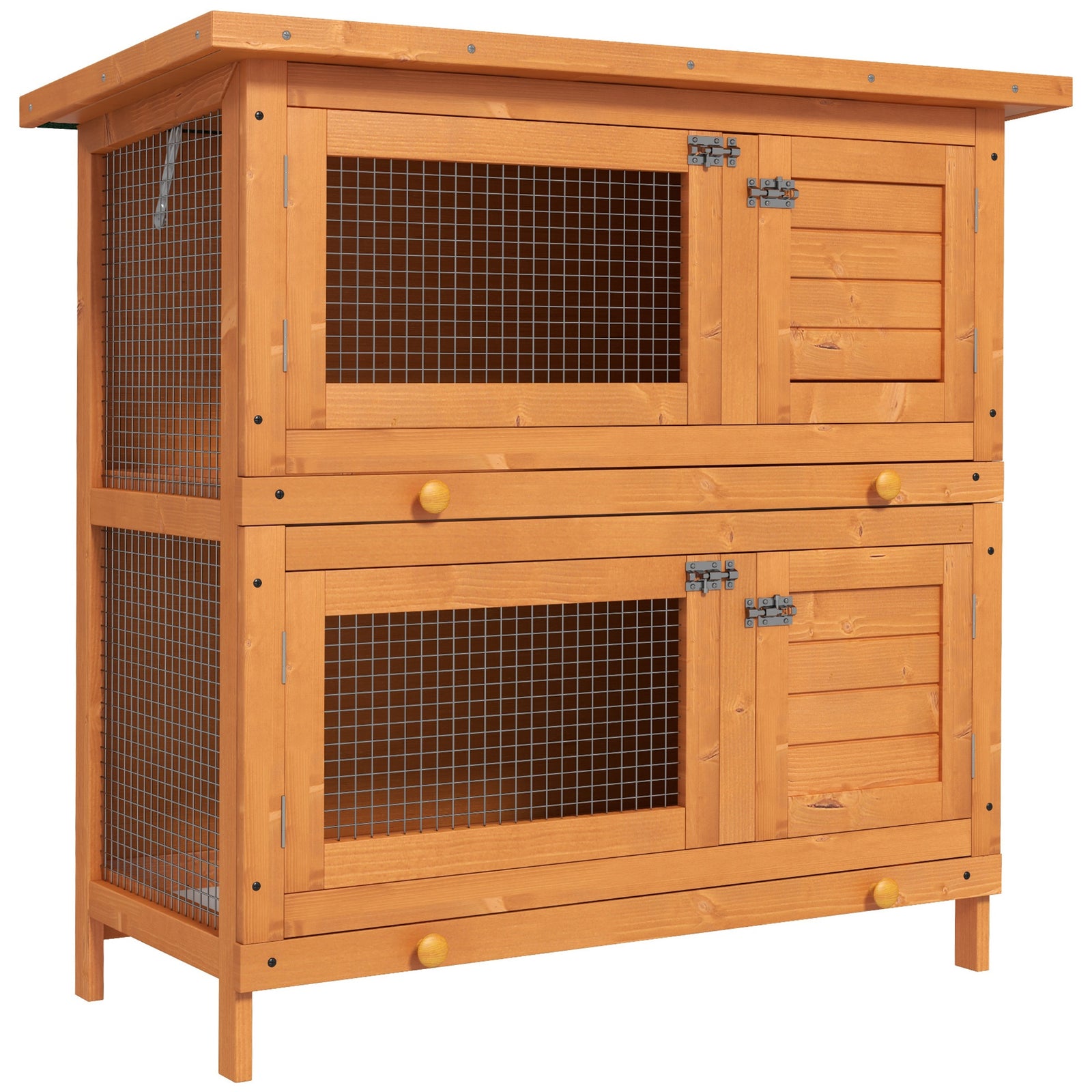 90 X 45 X 90 Cm 2 Tiers Rabbit Hutch Wooden Pet Cage W/ Run Bunny House