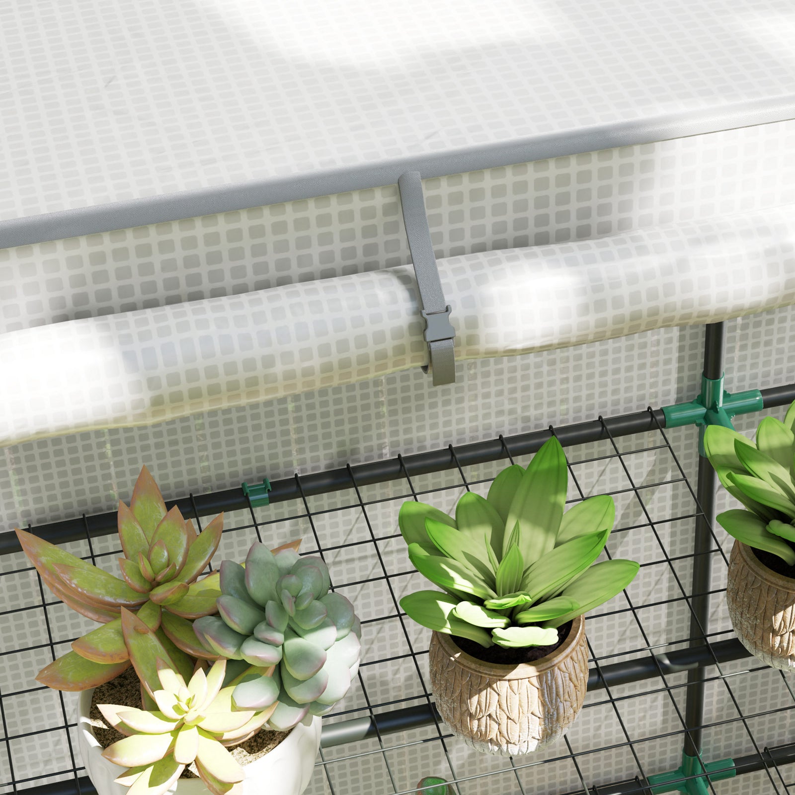 3 Tier Lean-to Mini Greenhouse W/  Hemmed Edging | Gray