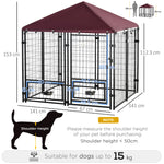 Dog Kennel With Rotating Bowl Holders, Cover, Outdoor Dog Run