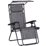 Zero Gravity Chair Adjustable Patio Lounge W/ Cup Holder | Gray