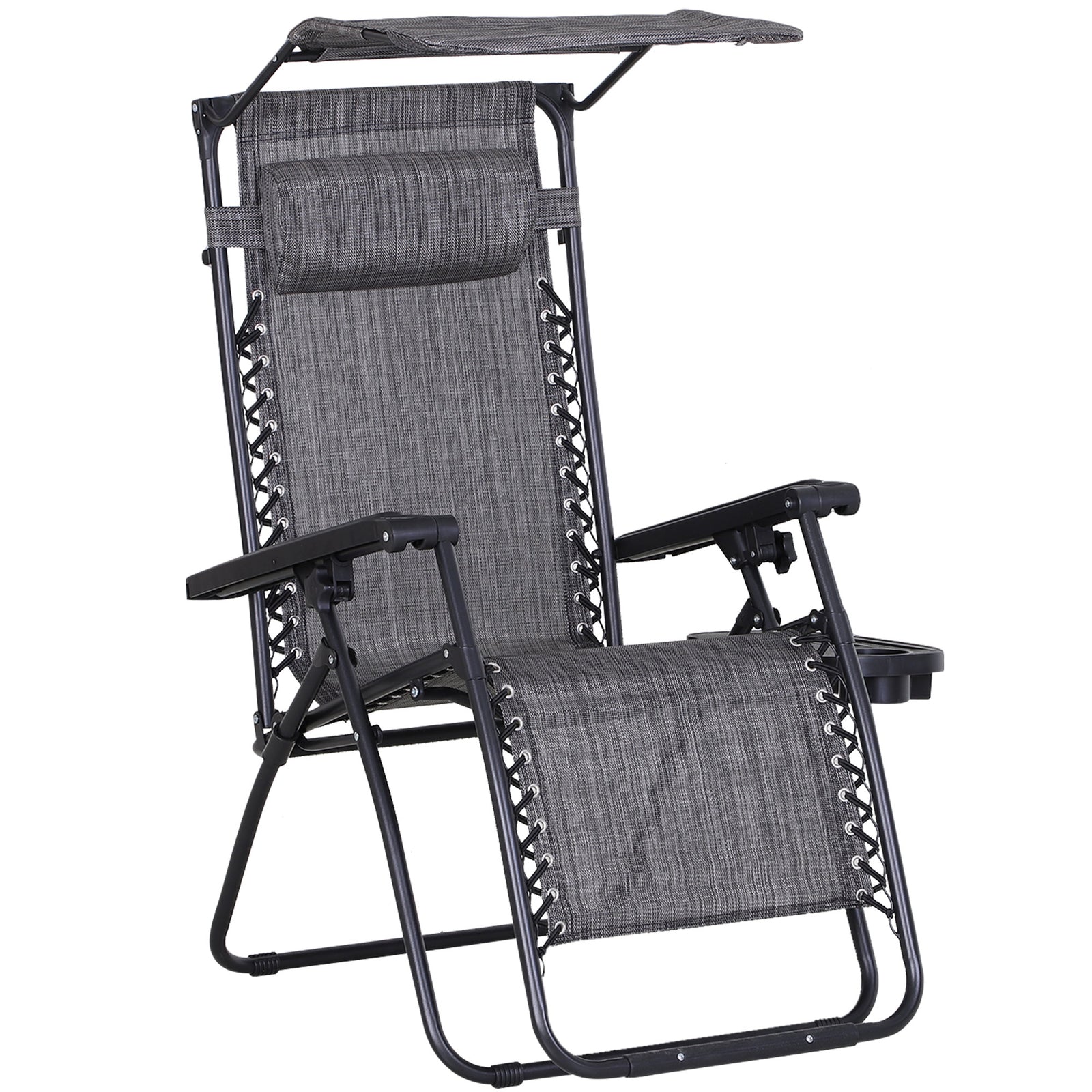 Zero Gravity Chair Adjustable Patio Lounge W/ Cup Holder | Gray