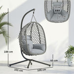 Hanging Egg Chair, Rattan Swing Chair With Stand | Dark Grey