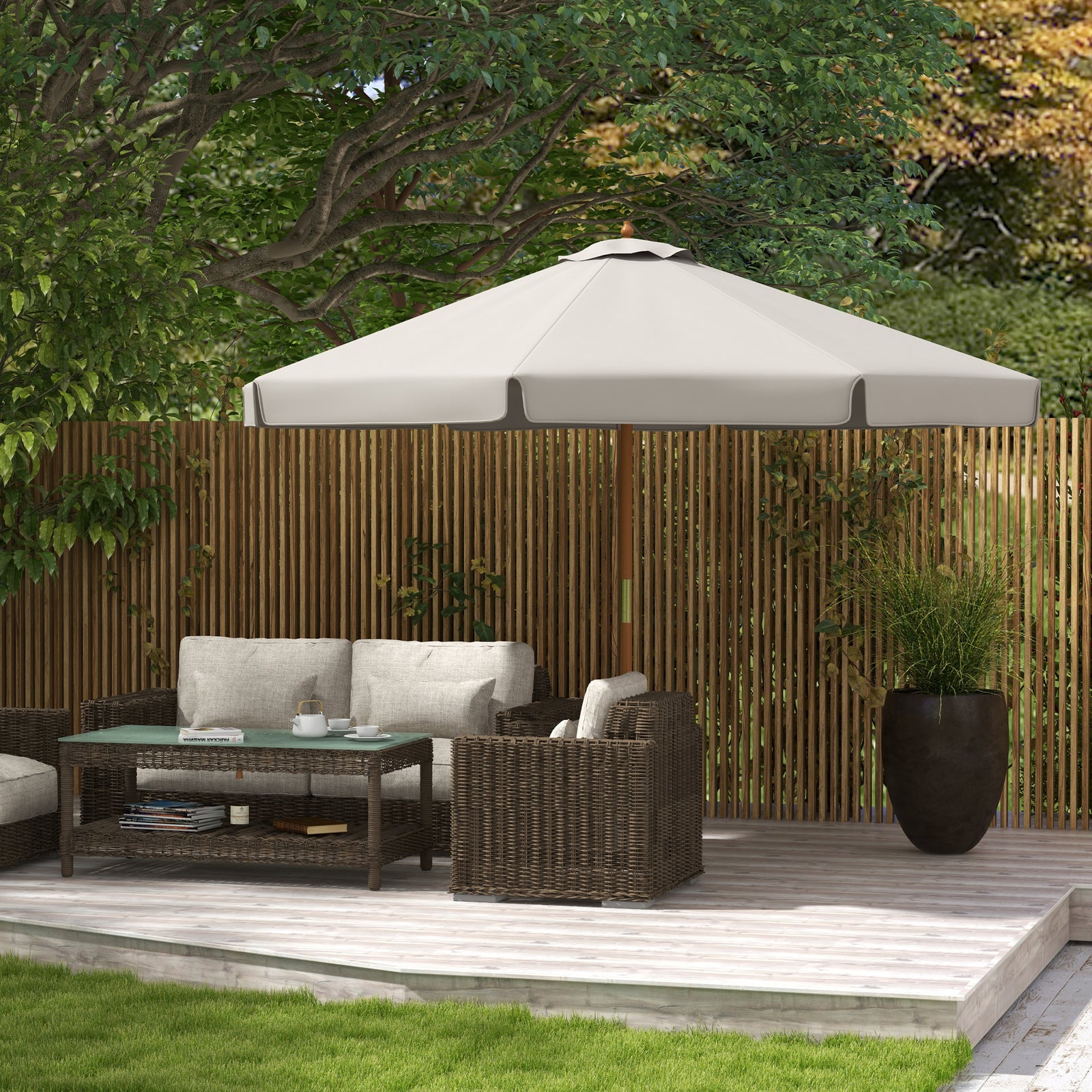 Garden Parasol Patio Umbrella With Ruffles | Gray