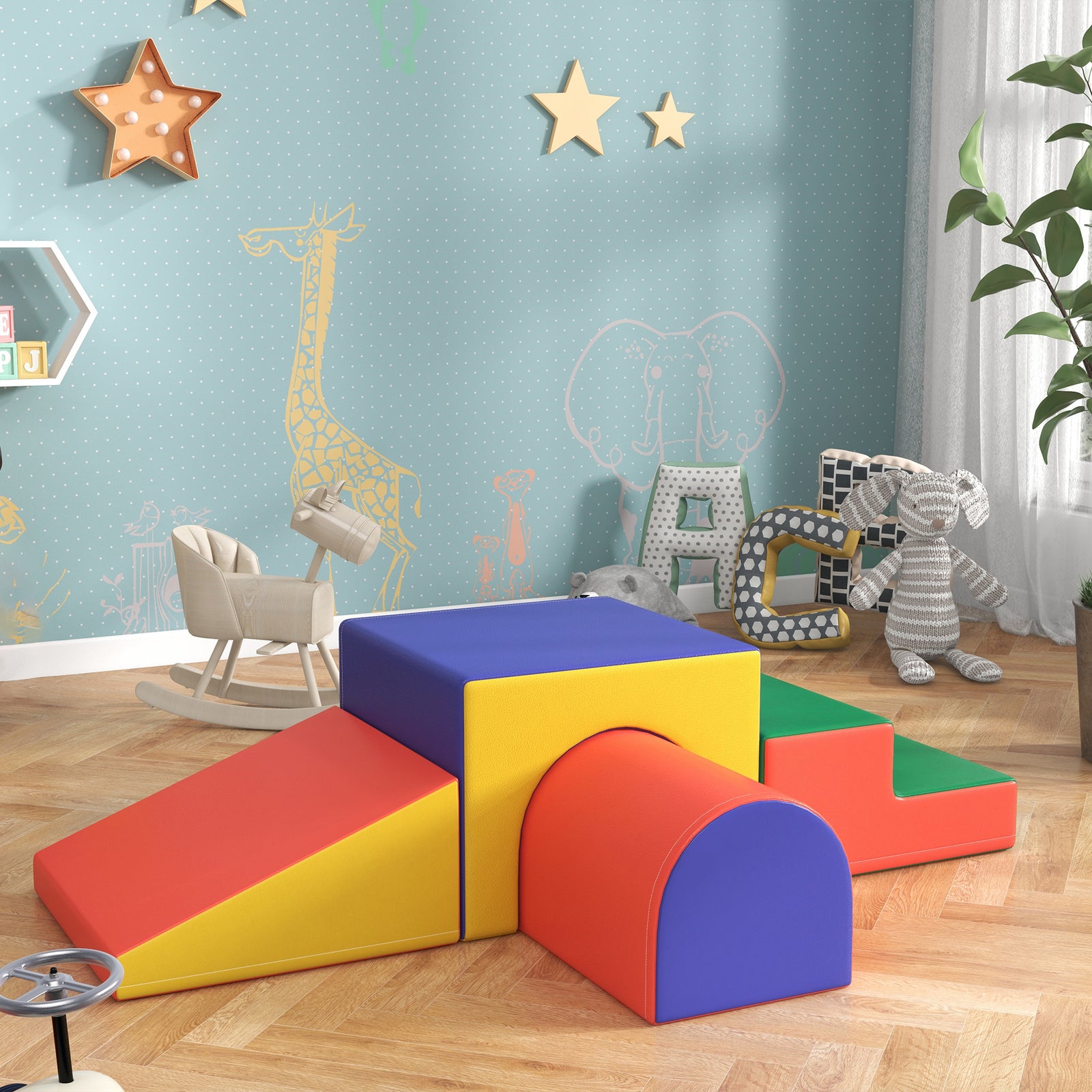 4-piece Soft Play Set, Baby Foam Block Toy Toddler 1-3 Years | Red