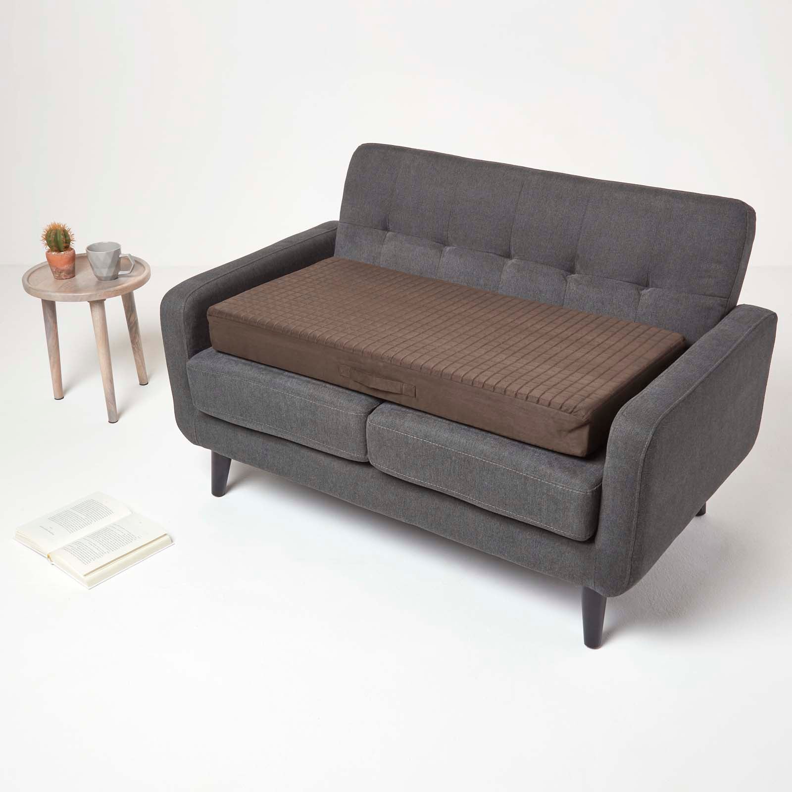 Faux Suede Orthopaedic Foam 2 Seater Booster Cushion | 50cm x 100cm | Chocolate