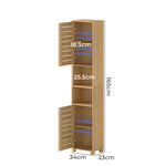 Bathroom Storage Cabinet Hallway Tall Cupboard Adjustable Shelf Oak