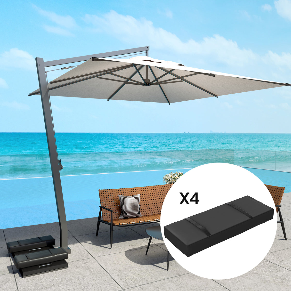 Parasol Weights Sets, Parasol Base Weights Bags | Set of 2 | Black
