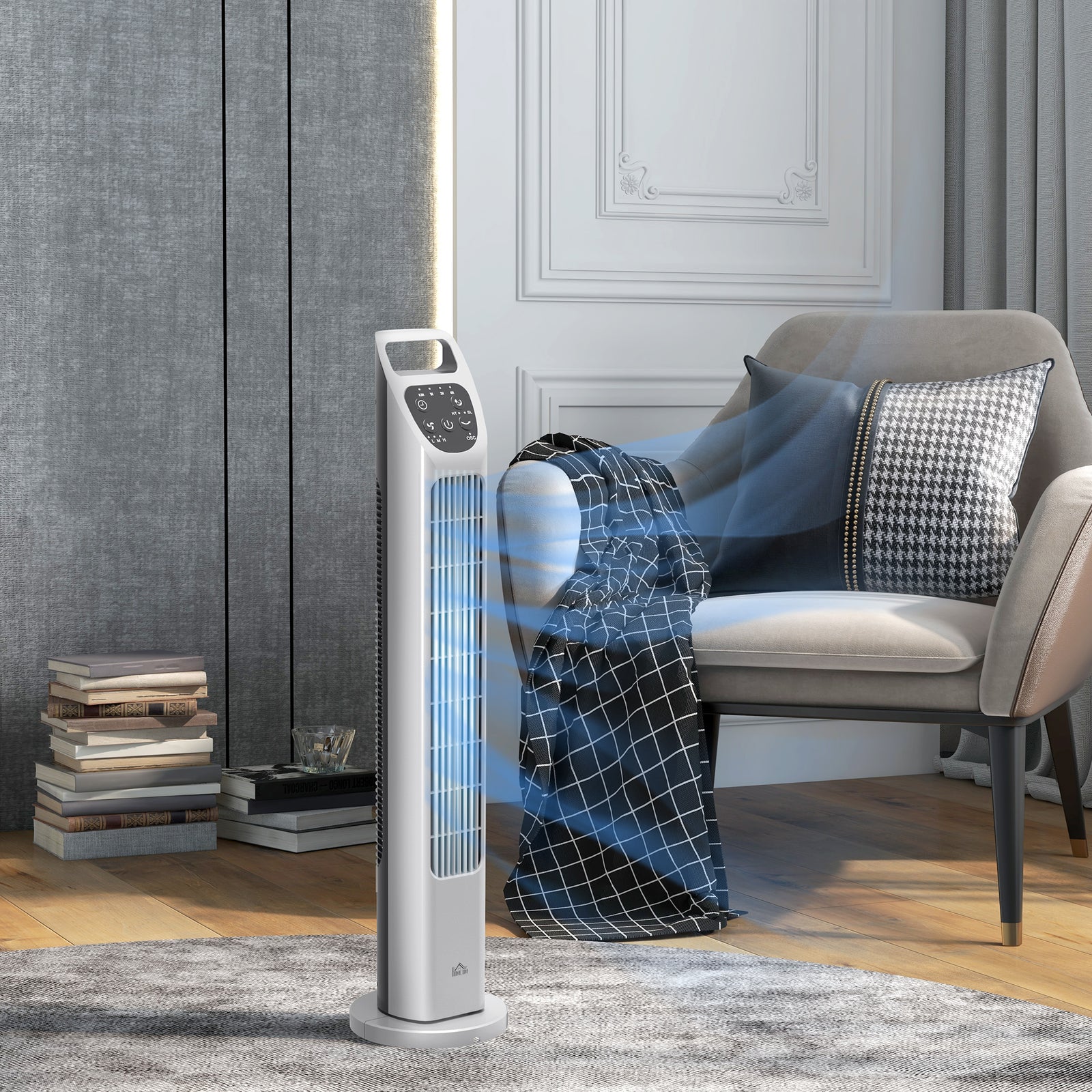 Oscillating Tower Fan Floor Fan With 4h Timer Home Office | One Size | Silver