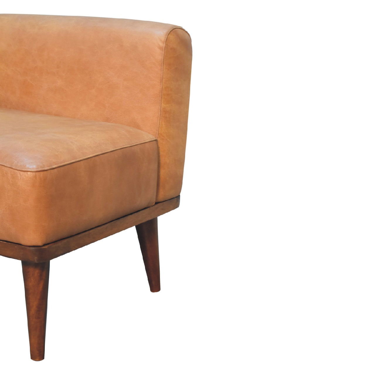 Solid Mango Wood Tan Buffalo Backrest Footstool
