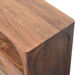 Arc-line Media Console,2 Drawers, 1 Open Shelf, Brown