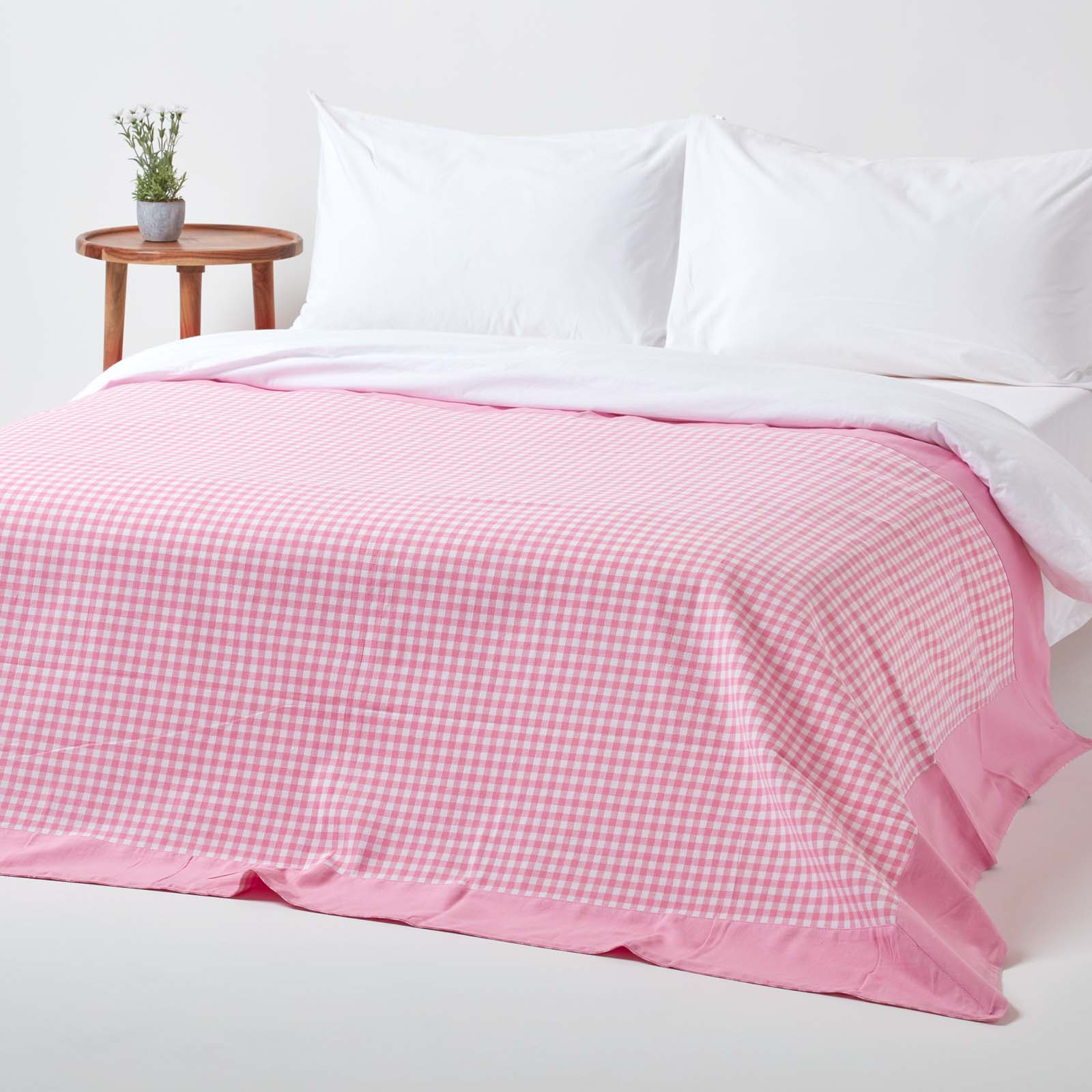 Cotton Gingham Check Throw | 150cm x 200cm | Pink