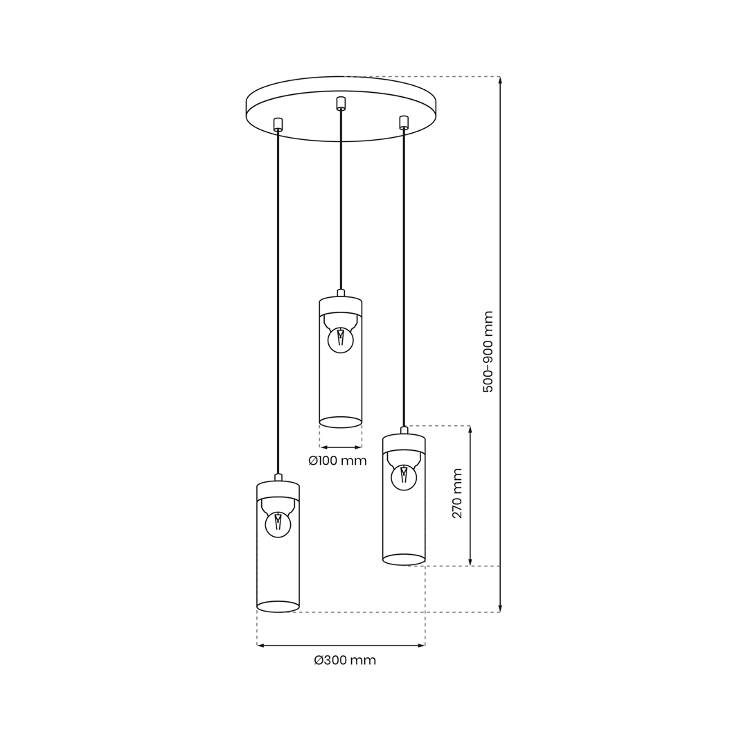 Elica Hand Made Designer Pendant Lamp With Elegant Smoked Glass Cylindrical Shades Circular Fitting