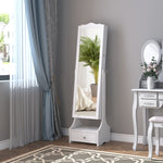 Mirrored Jewelry Cabinet Armoire Floor Standing W/ Lock