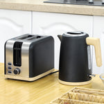 1.7l Electric Fast Boil Kettle And 2 Slice Toaster Set | Black