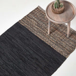 Recycled Leather Handwoven Herringbone Rug | 120cm x 180cm | Black