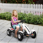 Pedal Go Kart W/inflatable Tyres, Handbrake | White