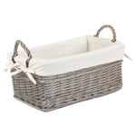 Wicker Shallow Lined Antique Wash Storage Basket | Small | White