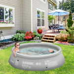 Inflatable Swimming Pool Family-sized, W/ Hand Pump 274x76cm | Gray