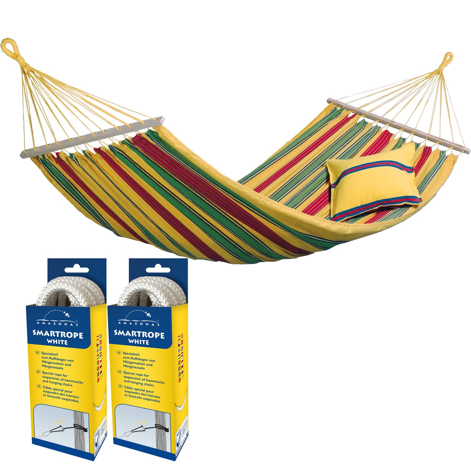Amazonas Aruba Single Spreader Bar Weatherproof Garden Hammock With Tree Fixings - Vanillia