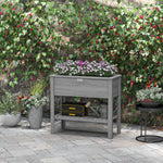Outsunny Wooden Raised Garden Bed, Elevated Planter Box With Storage Shelf