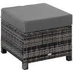 Rattan Footstool Wicker Ottoman With Padded Seat Cushion