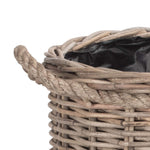 Rattan Rope Handled Rattan Round Planter With Plastic Lining | Small | Brown