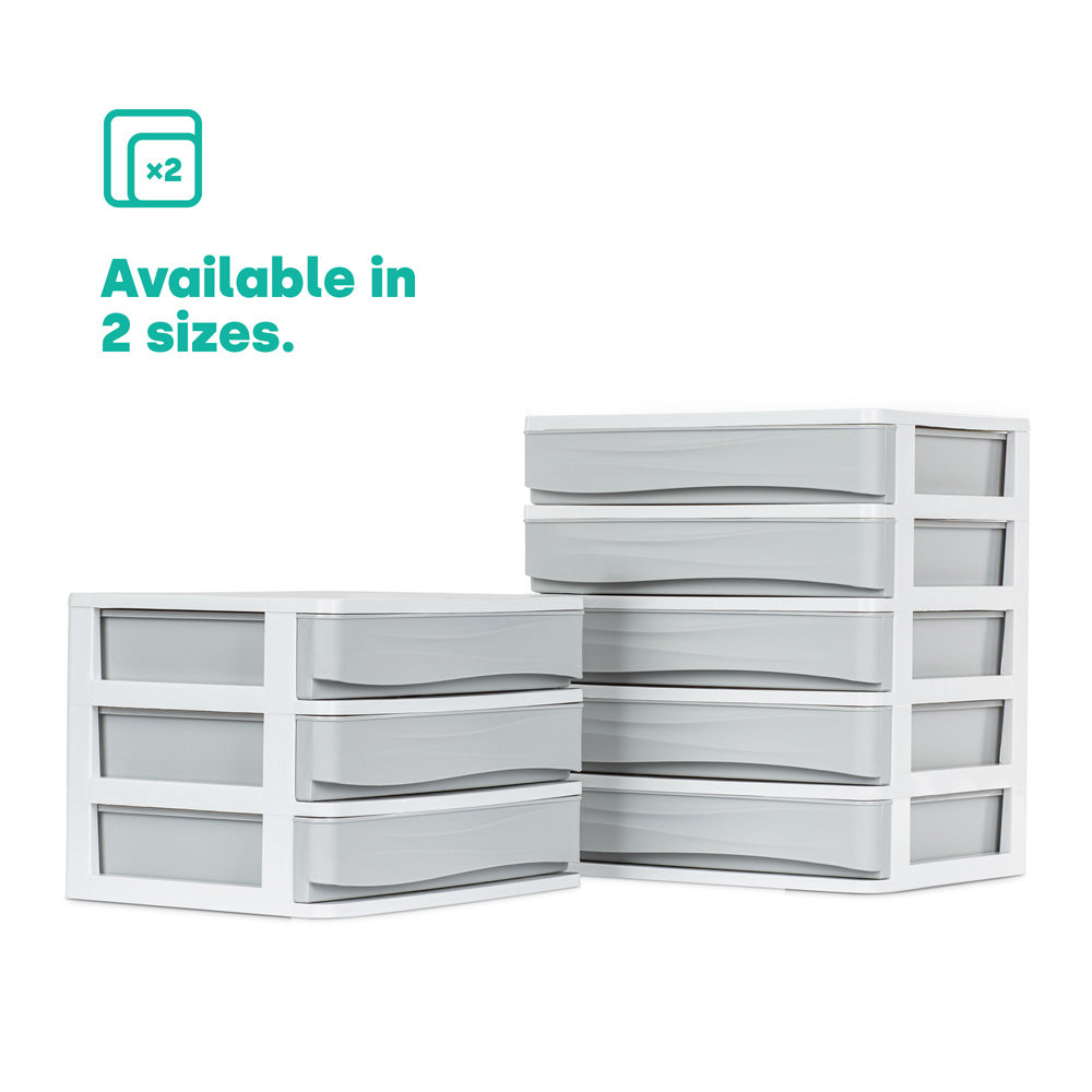 3 Drawer Small Desk Organiser - Grey