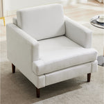 Mid-century Modern Single Sofa Chair – Linen Upholstery, High-density Foam, Walnut Legs, Comfortable Accent Chair | Off White