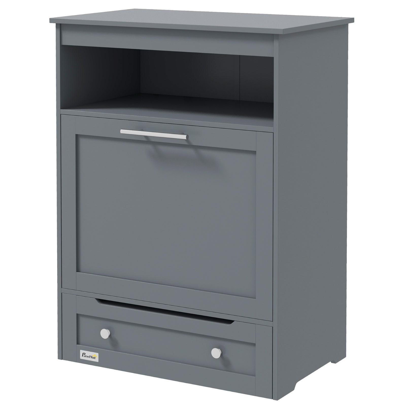 Pet Feeder Station, Dog Cat Food Storage Feeding Station, Food Cabinet | Gray