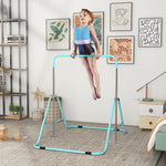 Kids Gymnastic Bar W/ Adjustable Height, Foldable Training Bar | Sky Blue