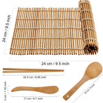BlauKe Sushi Making Kit - 2 Bamboo Sushi Rolling Mats, 5 Pairs Chopsticks, Rice Paddle, Spreader - Beginner Sushi Maker Kit