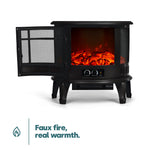 Electric Fireplace Heater Black With Thermostat And Safety Cut Off