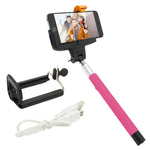 Bluetooth Built-in Remote Camera Controls Expandable Selfie Stick, Pink