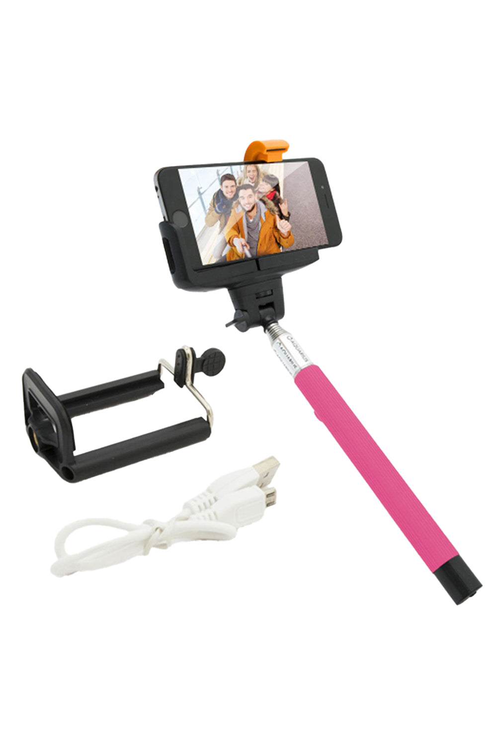 Bluetooth Built-in Remote Camera Controls Expandable Selfie Stick, Pink