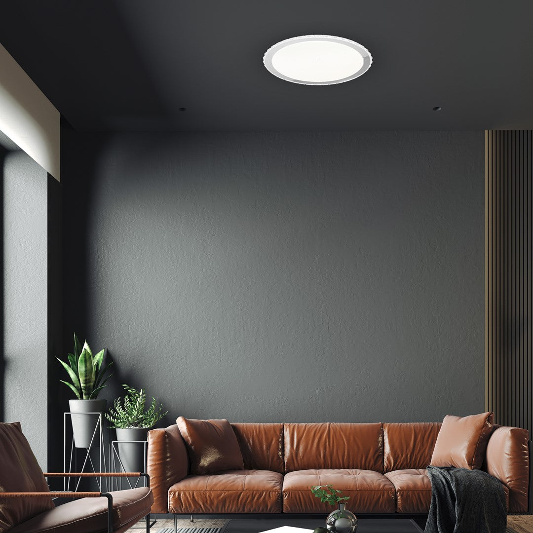 Layla Stylish White Ceiling Lamp Led Dimmable With Invluded Remote Shade Designed To Give The Effect Of A Starry Sky | 50cm | White
