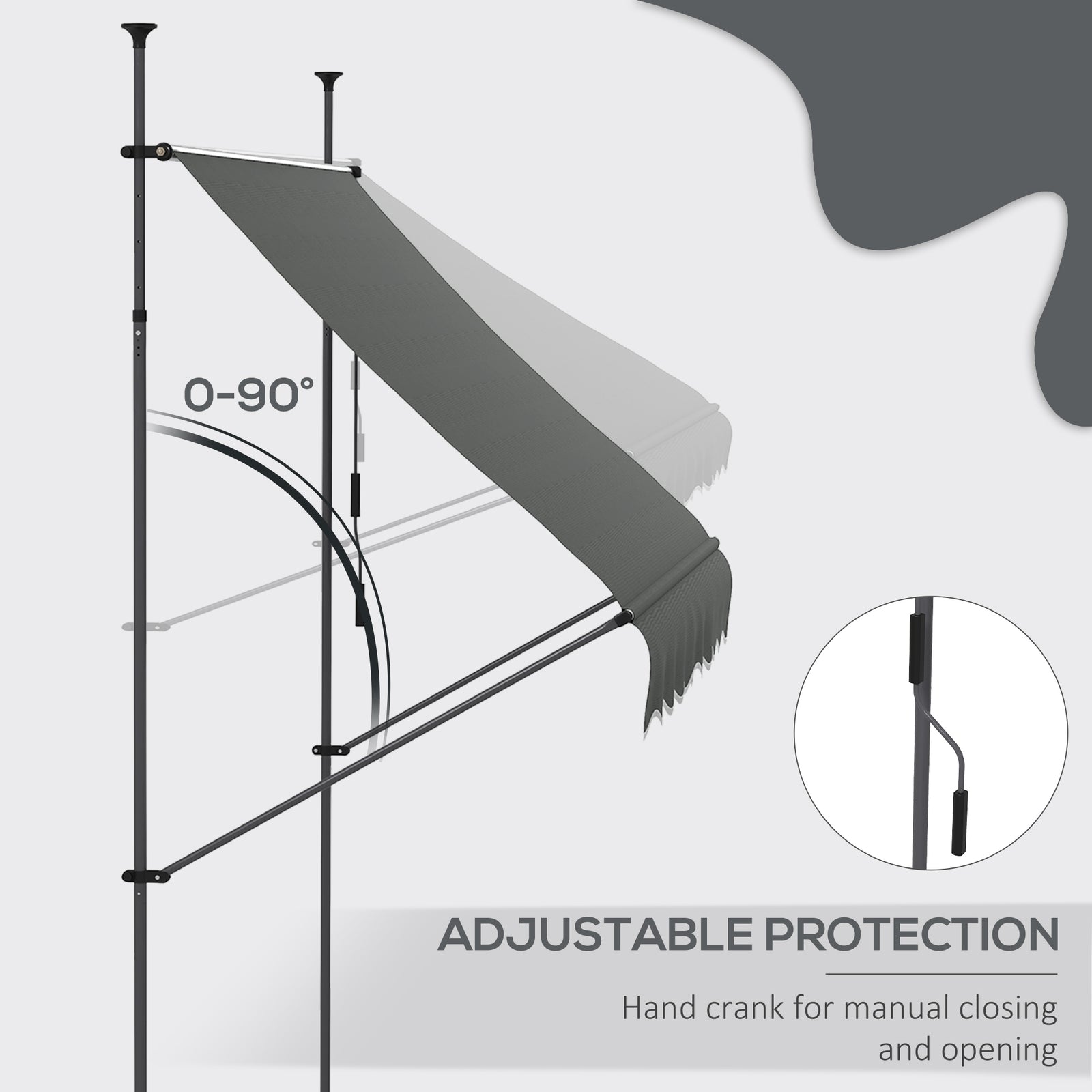 Free Standing Retractable Awning, Dark Grey | Large | Dark Gray