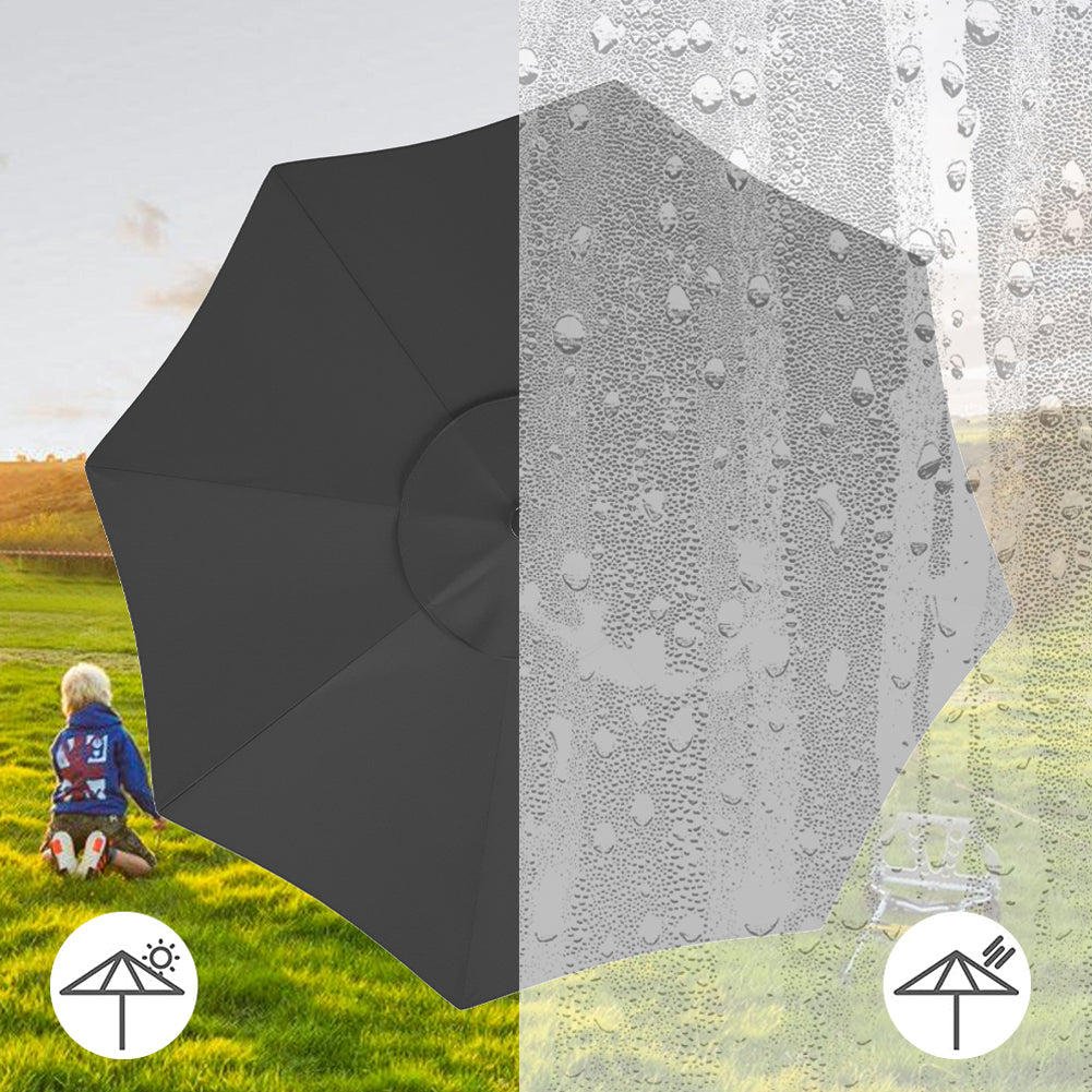 3m Outdoor Patio Parasol – Solar-powered Umbrella With 24 Led Lights, Tilt & Crank Handle, Without Base | One Size | Dark Gray