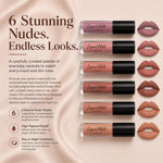 Envie Nude Matte Lipstick Set Waterproof Long Lasting Liquid Lip Gloss 6 Shades Kit