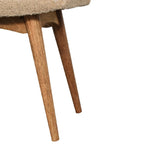 Solid Wood Boucle Cream Curved Bench