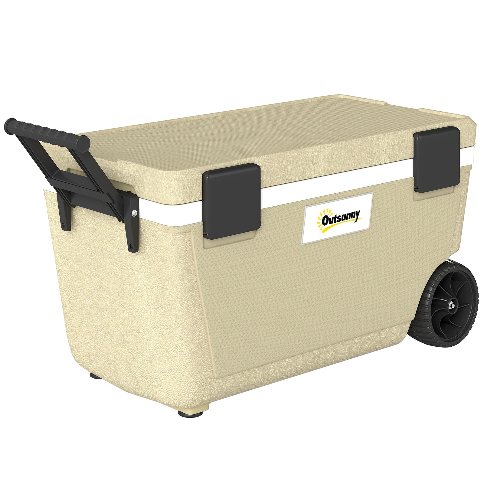 Outsunny 70l Insulated Cool Box With Wheels, Portable Ice Cooler