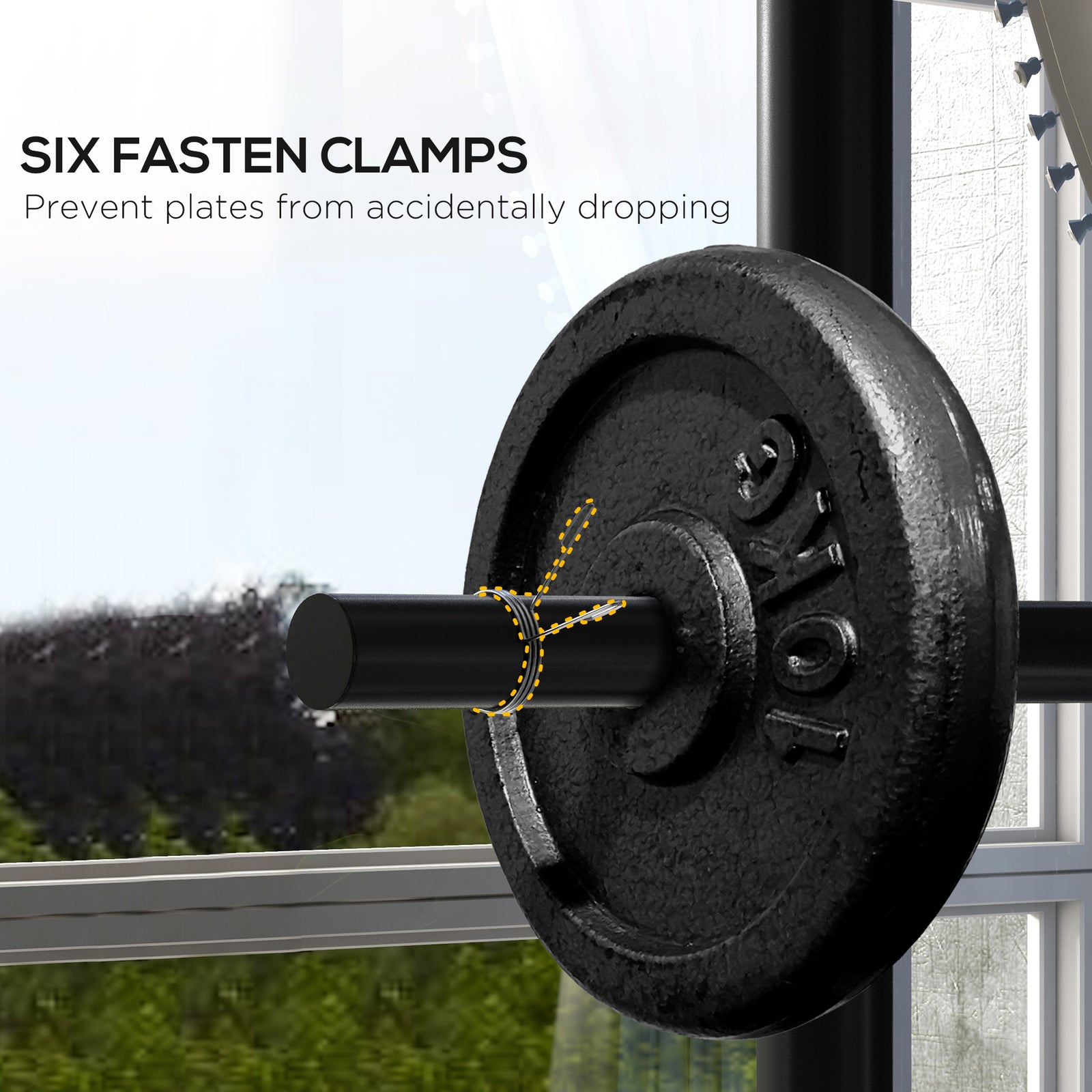 Olympic Weight Plate Rack With 4 Wheels And 6 Fasten Clamps | Black