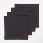 Plain Cotton Fabric 4 Napkins Set | 45cm x 45cm | Black