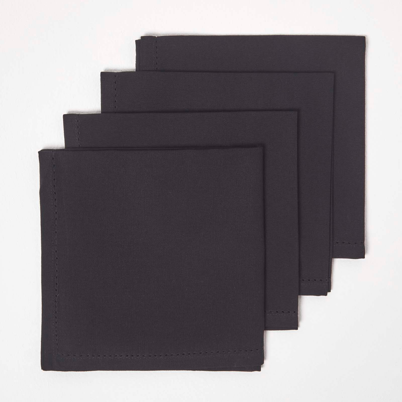 Plain Cotton Fabric 4 Napkins Set | 45cm x 45cm | Black