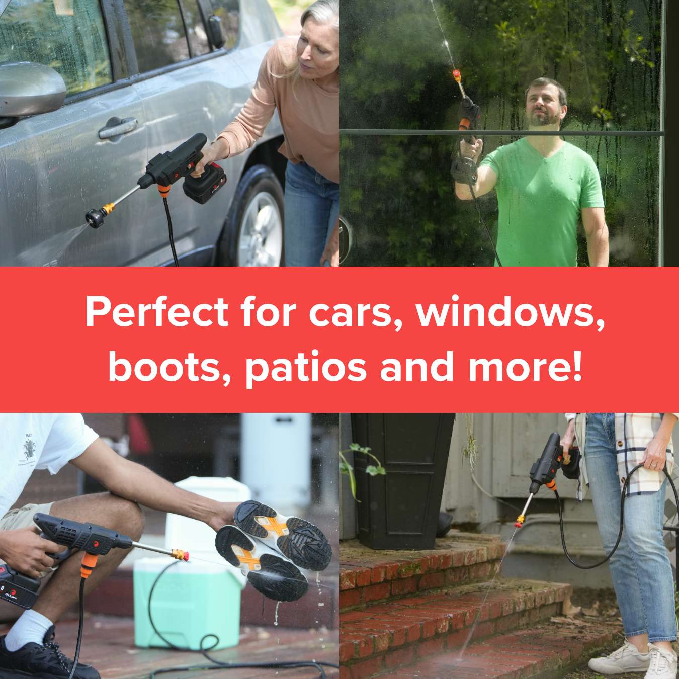 Jet Hawk Cordless Portable Pressure Washer | Red